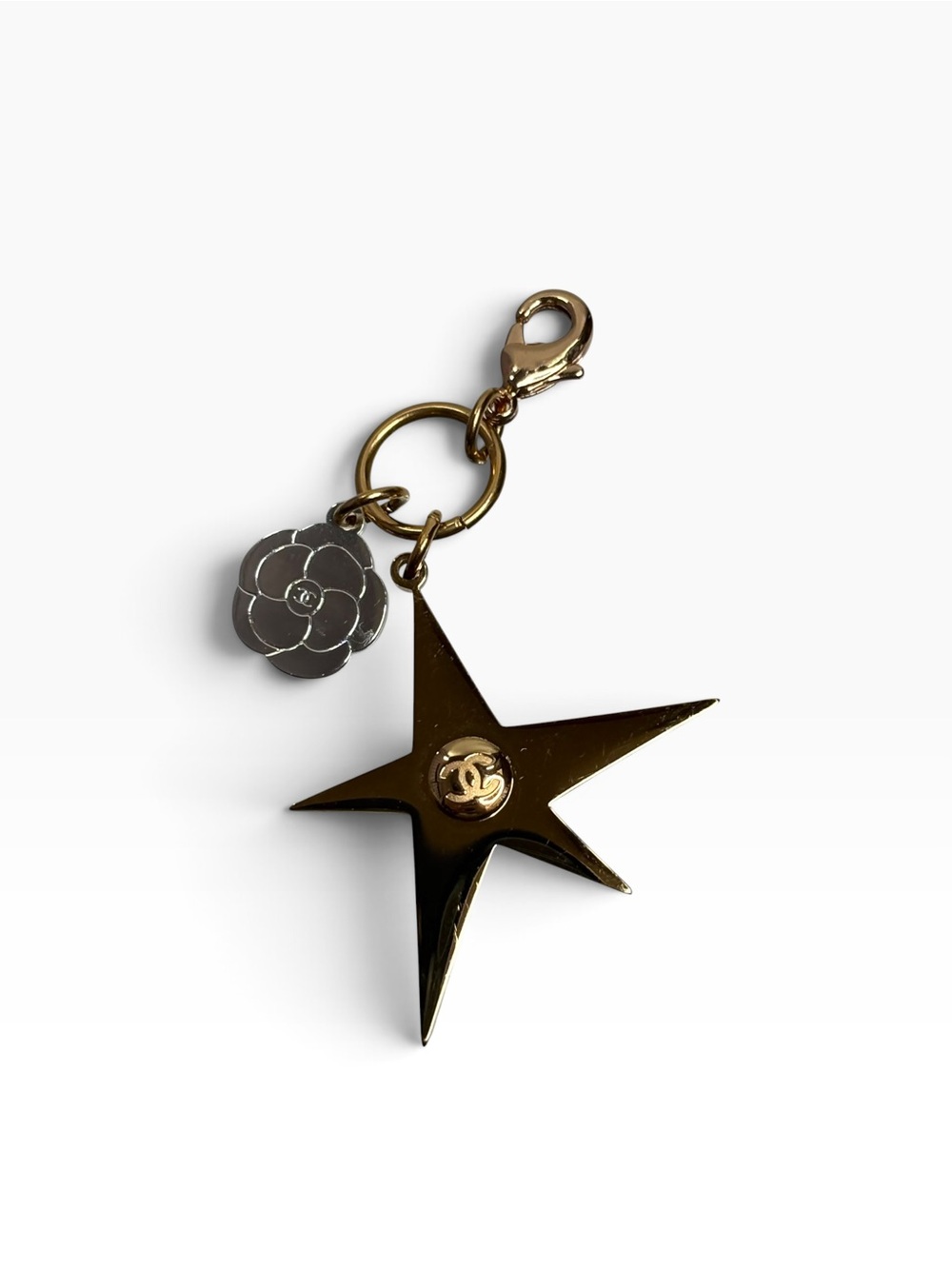 CHANEL Holiday 2025 Two Tone Camellia Star Comet Charm Keychain Novelty